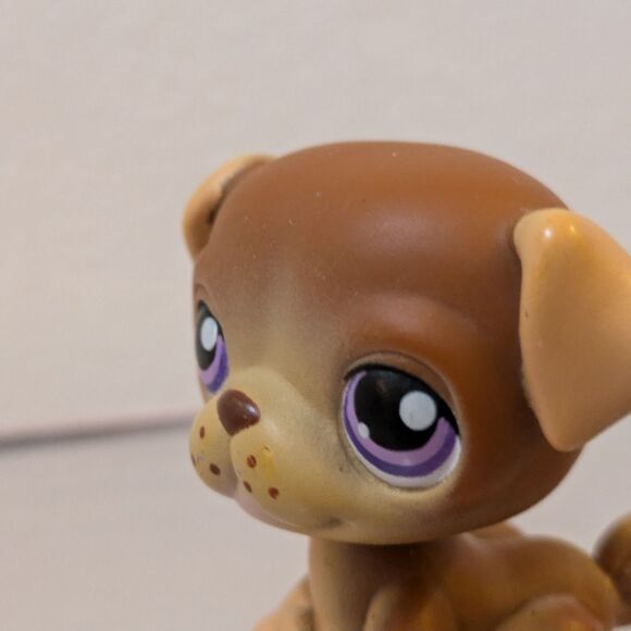 Littlest Pet Shop #133 Brown Pug Dog Purple Eyes LPS - Picture 7 of 7